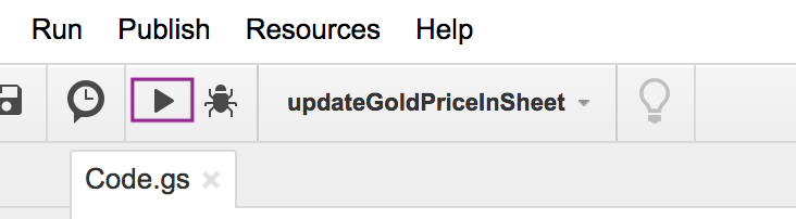 import gold spot price into google sheet